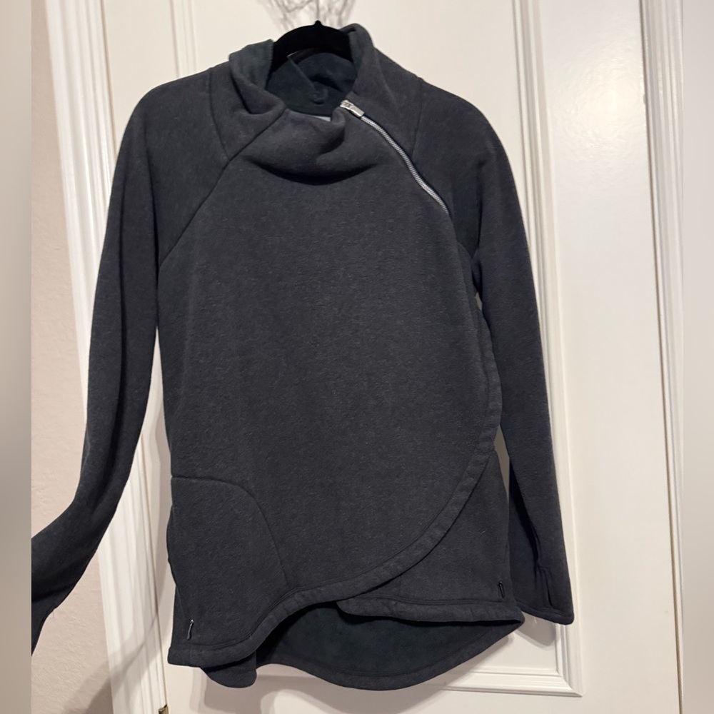 Athleta Charcoal Grey Yoga sweatshirt with split front